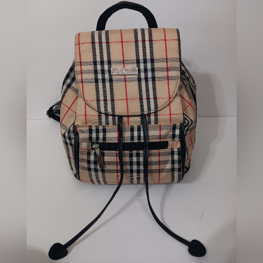 Designer inspire Plaid Drawstring Backpack — Beige/Black/Red